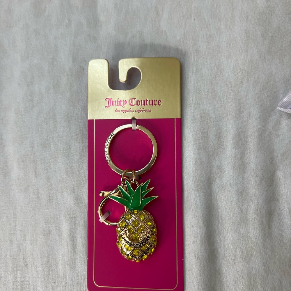 Juicy Couture Pineapple Keychain in Gold and Green